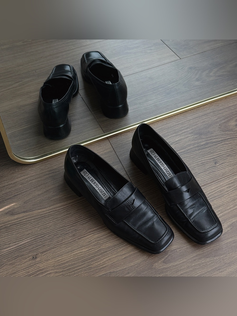Black Leather Penny Loafers